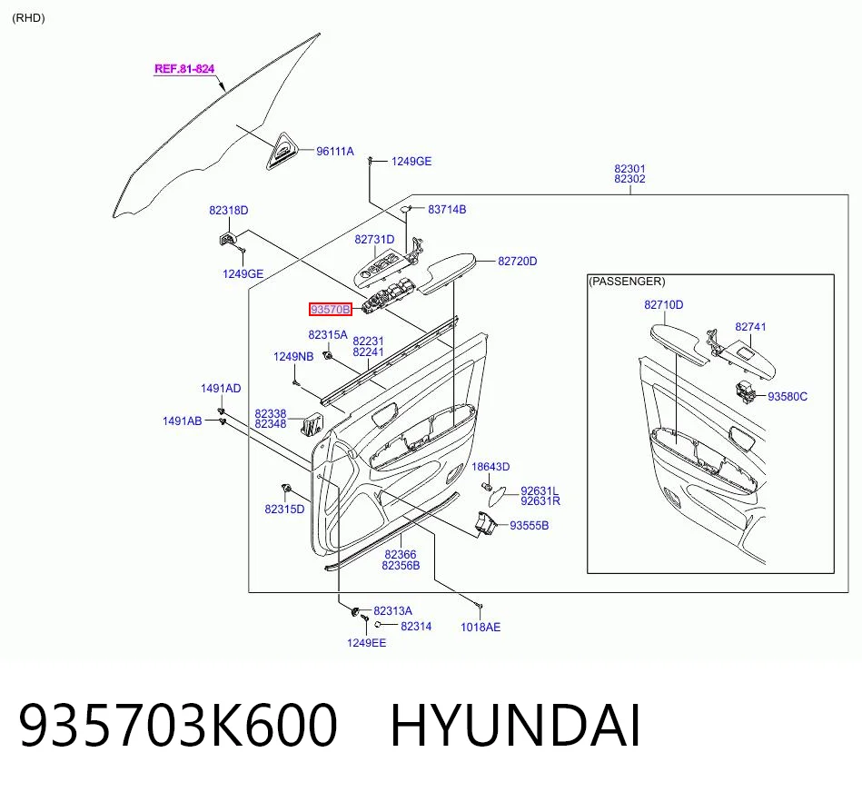 935703K600 Hyundai/Kia Кнопки переднього лівого склопід'ємника