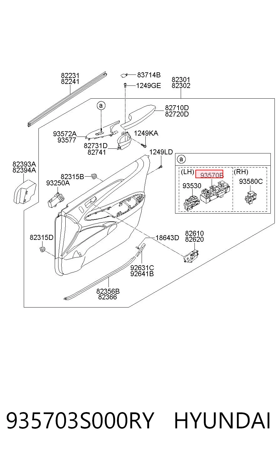 935703S000RY Hyundai/Kia Кнопки переднього лівого склопід'ємника