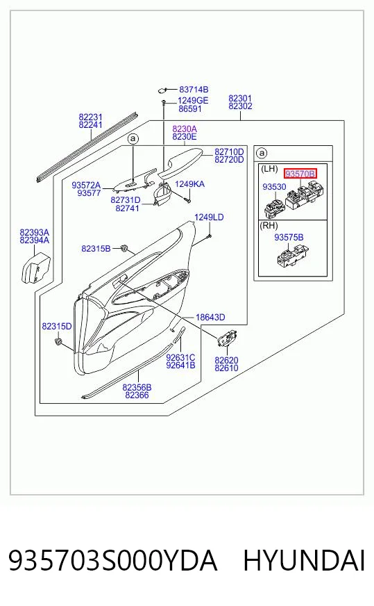 935703S000YDA Hyundai/Kia Кнопки переднього лівого склопід'ємника