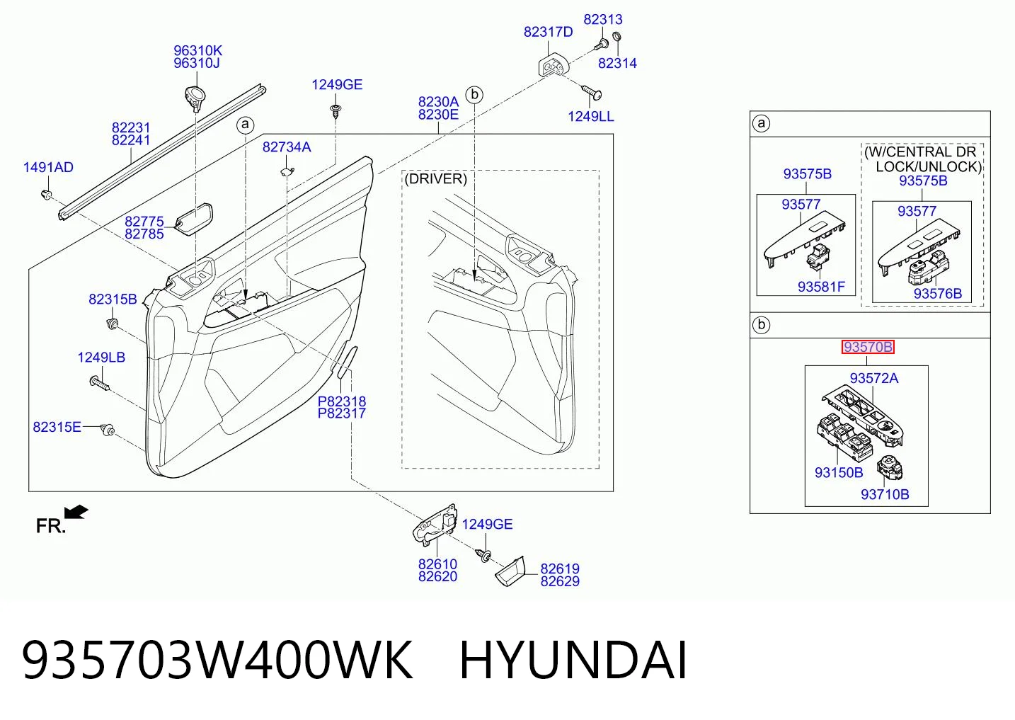 935703W400WK Hyundai/Kia Кнопки переднього лівого склопід'ємника