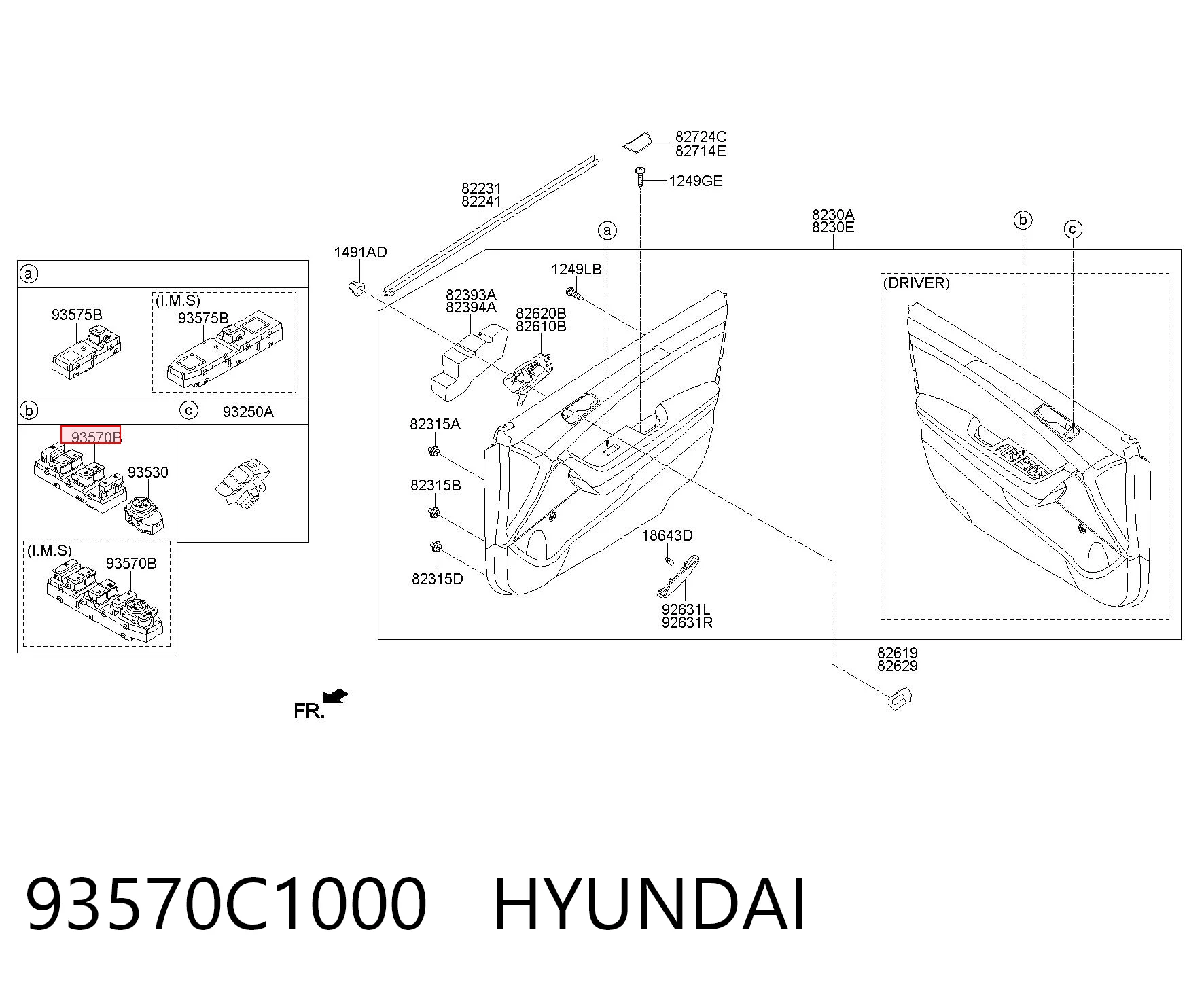 93570C1000 Hyundai/Kia Кнопки переднього лівого склопід'ємника