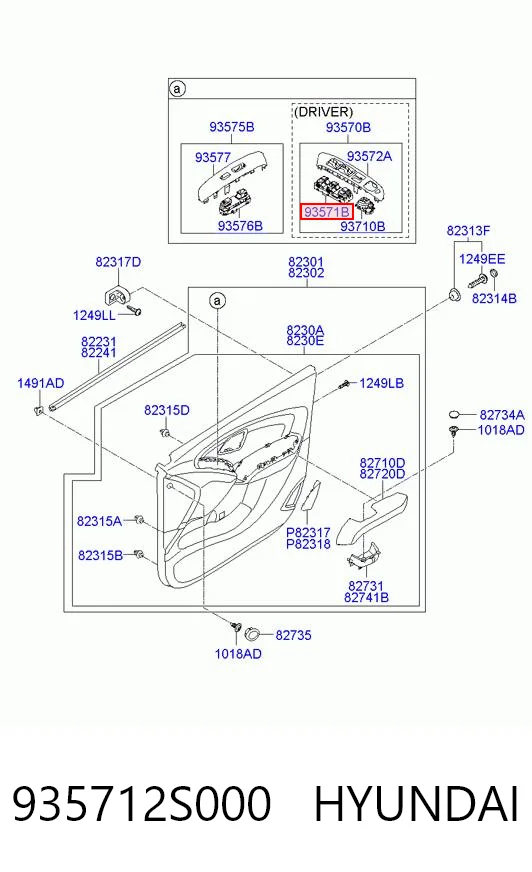 935712S000 Hyundai/Kia Кнопки переднього лівого склопід'ємника