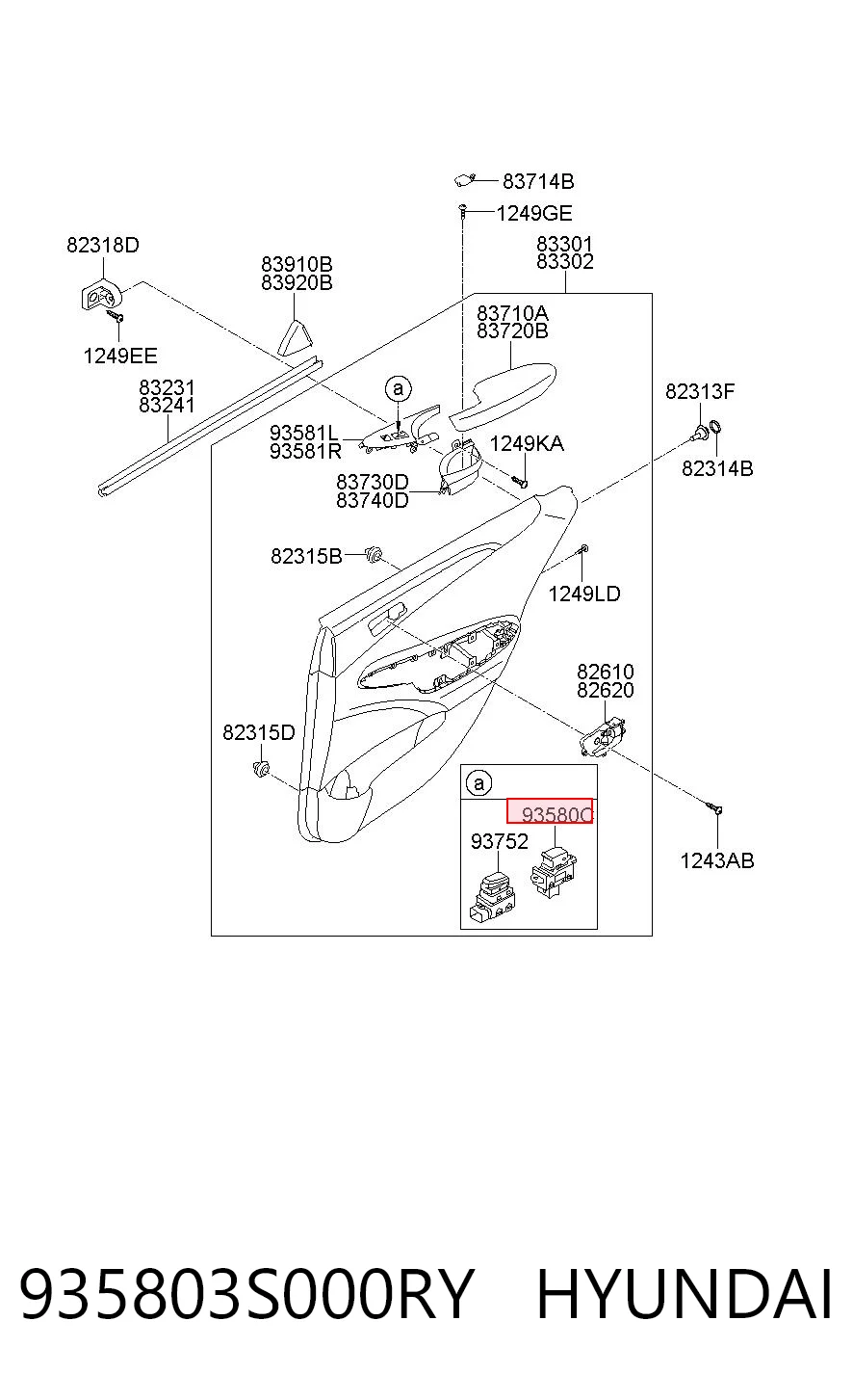 935803S000RY Hyundai/Kia Кнопка підйомника заднього скла