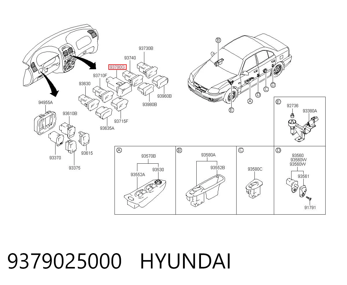 Кнопка включення аварійної сигналізації Hyundai Accent II седан (LC) (1999 - 2005) ціна, від 5.72 USD