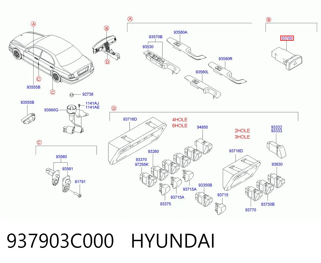 937903C000 Hyundai/Kia Аварійна кнопка