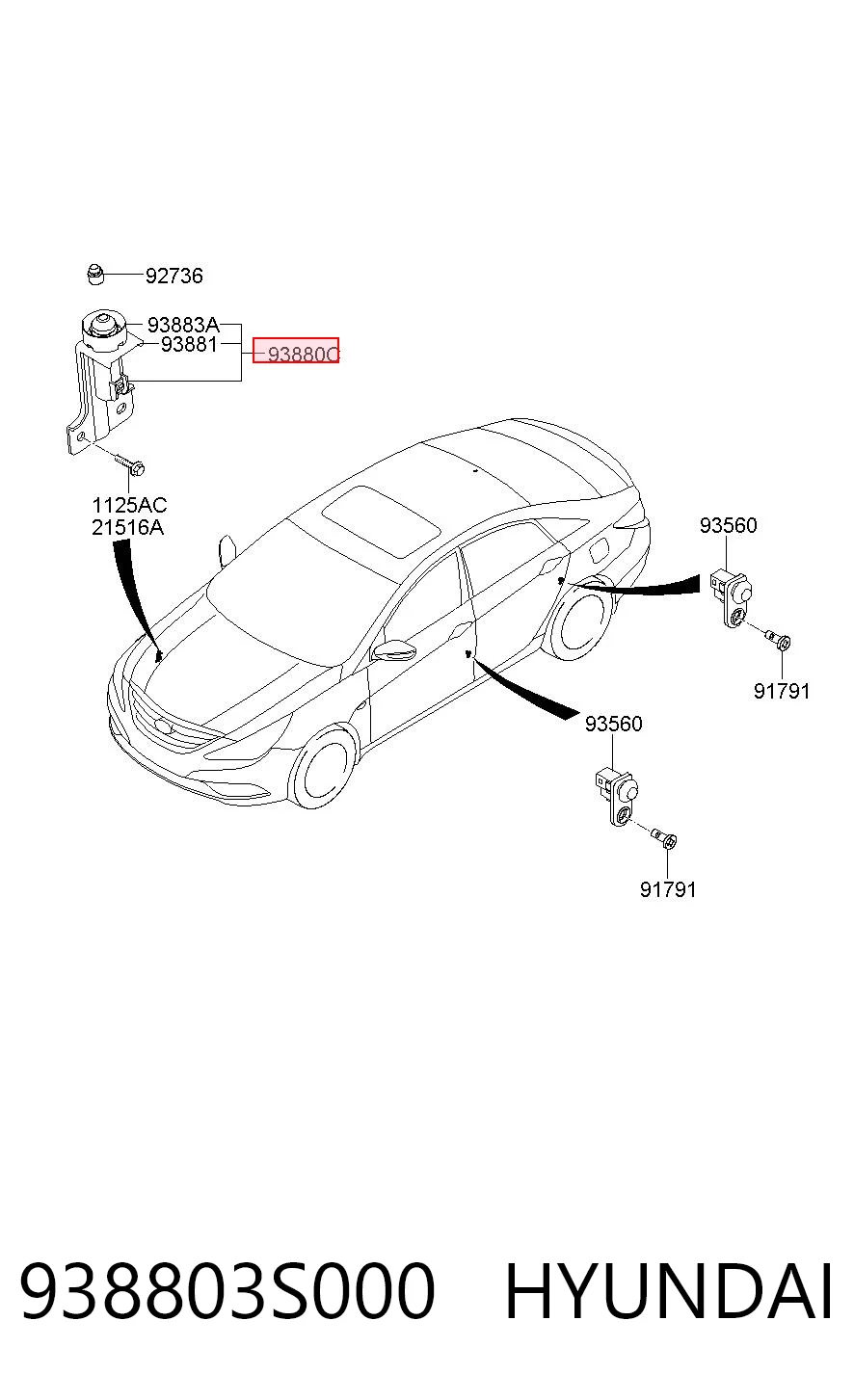 938803S000 Hyundai/Kia Датчик відкривання капота