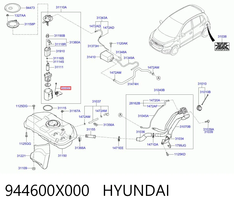 Датчик бензобака на Hyundai I10  PA
