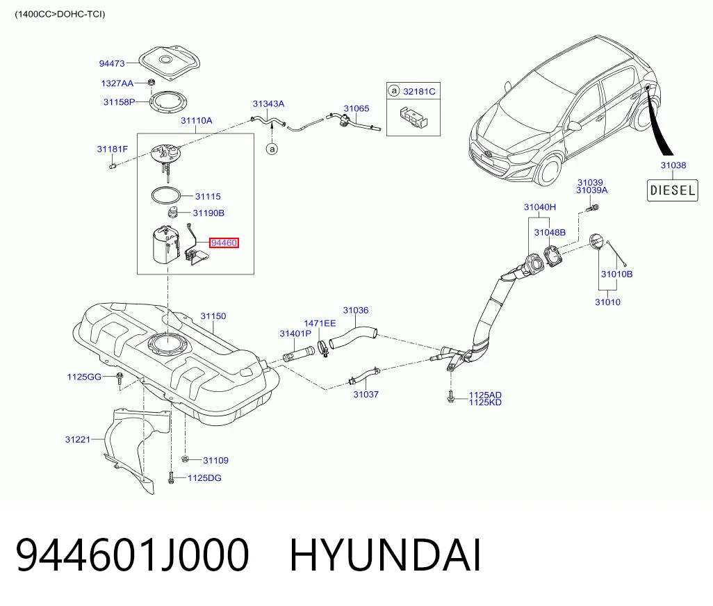 Датчик бензобака на Hyundai I20 I PB