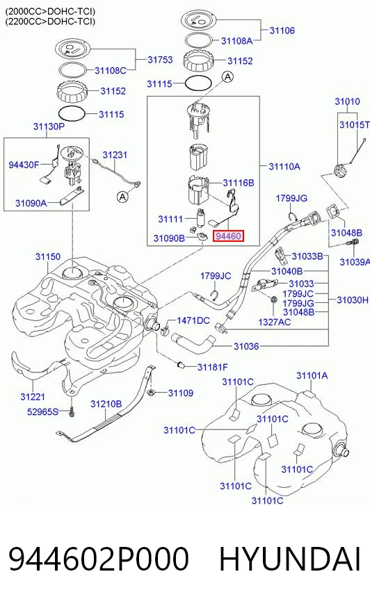 944602P000 Hyundai/Kia Датчик рівня палива в баку, лівий