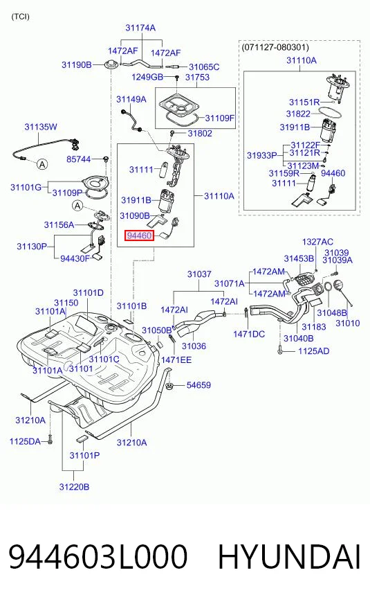 Датчик бензобака на Hyundai Grandeur  TG