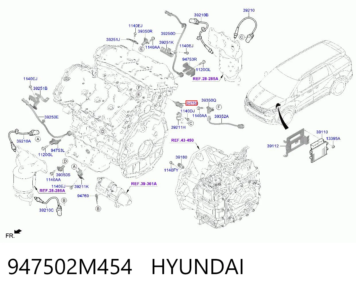 947502M454 Hyundai/Kia Датчик показника тиску масла