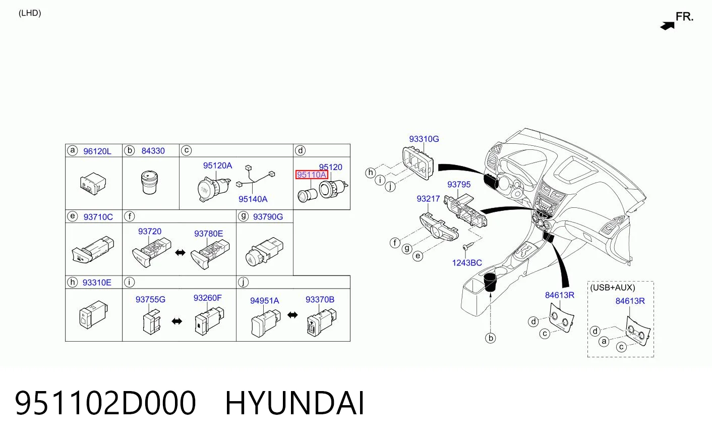 Розетка запальнички на Hyundai Sonata V NF