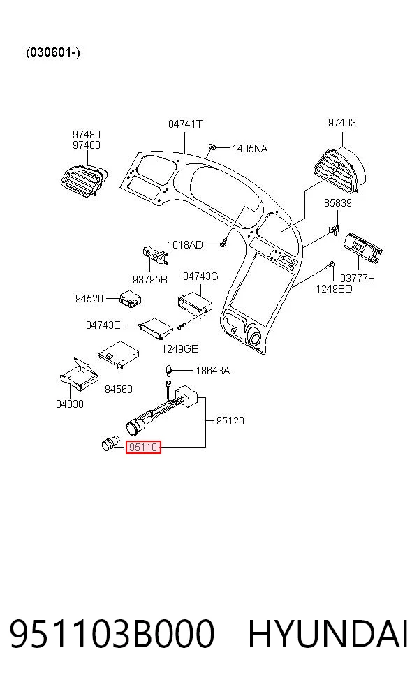 Прикуриватель Hyundai Sonata IV седан (EF) (1998 - 2001) ціна, від 5.12 USD