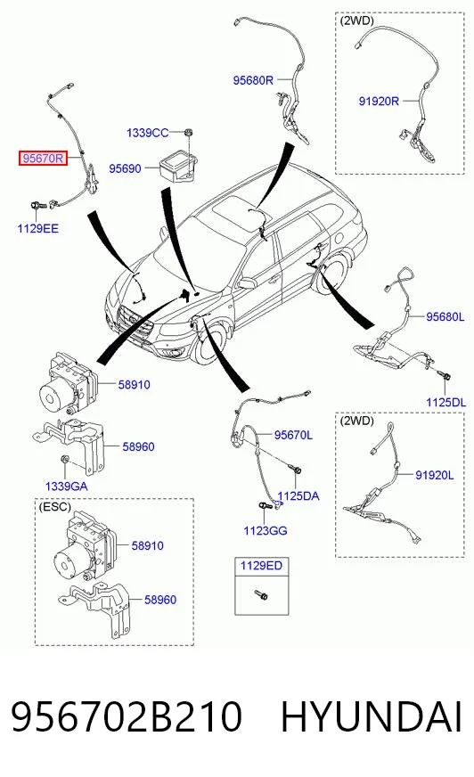 956702B210 Hyundai/Kia Датчик АБС (ABC) передній, правий