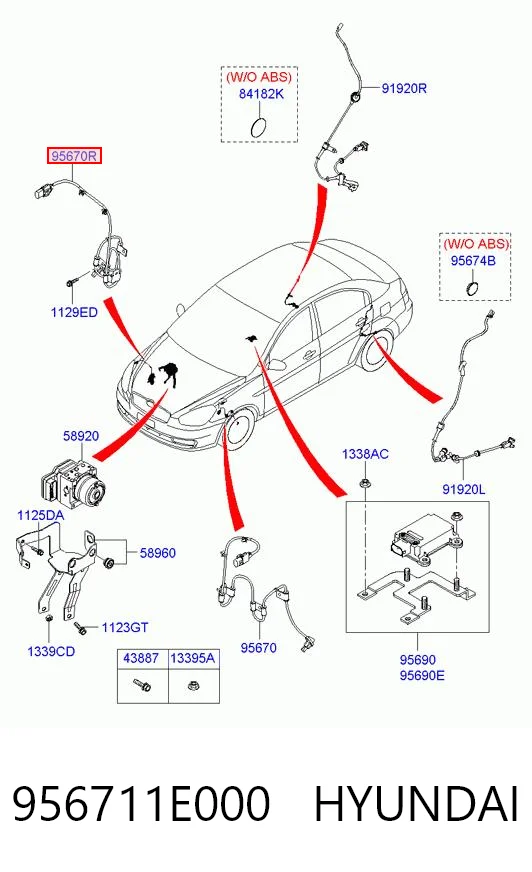 Купити 956711E000 Chrysler Сенсор АБС