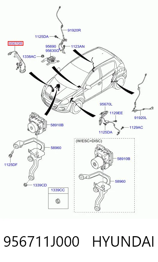 956711J000 Hyundai/Kia Датчик АБС (ABC) передній, правий