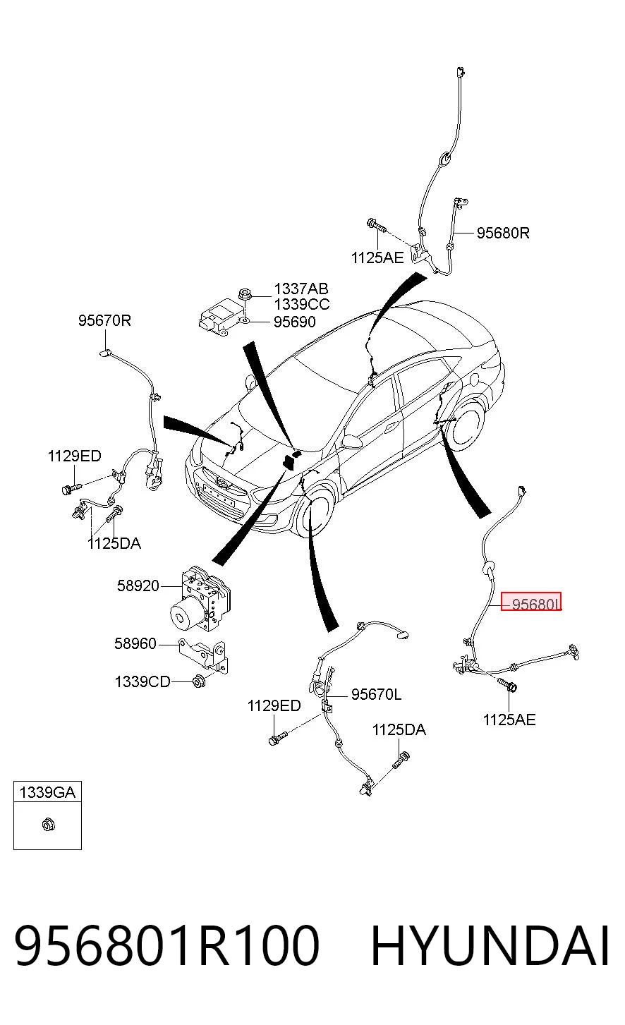956801R100 Hyundai/Kia Датчик ABS задній лівий