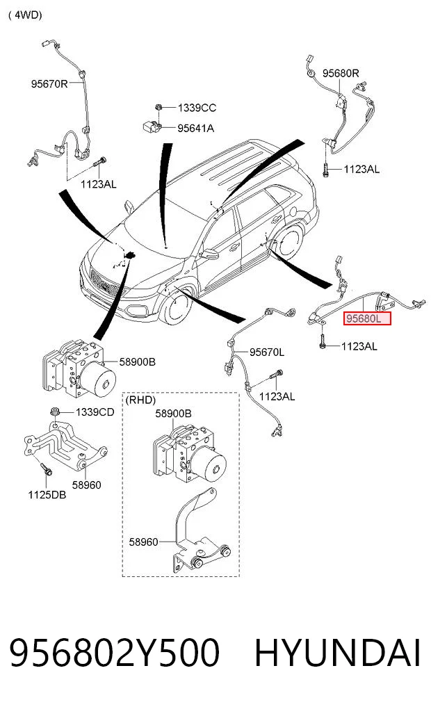 956802Y500 Hyundai/Kia Датчик ABS задній лівий