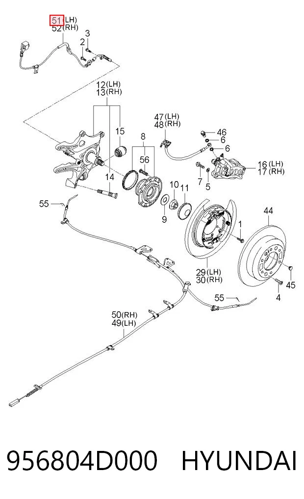 956804D000 Hyundai/Kia Датчик ABS задній лівий