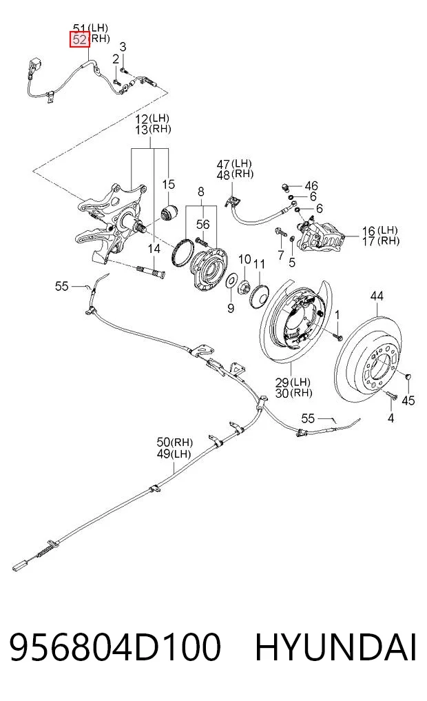 956804D100 Hyundai/Kia Датчик ABS задній правий