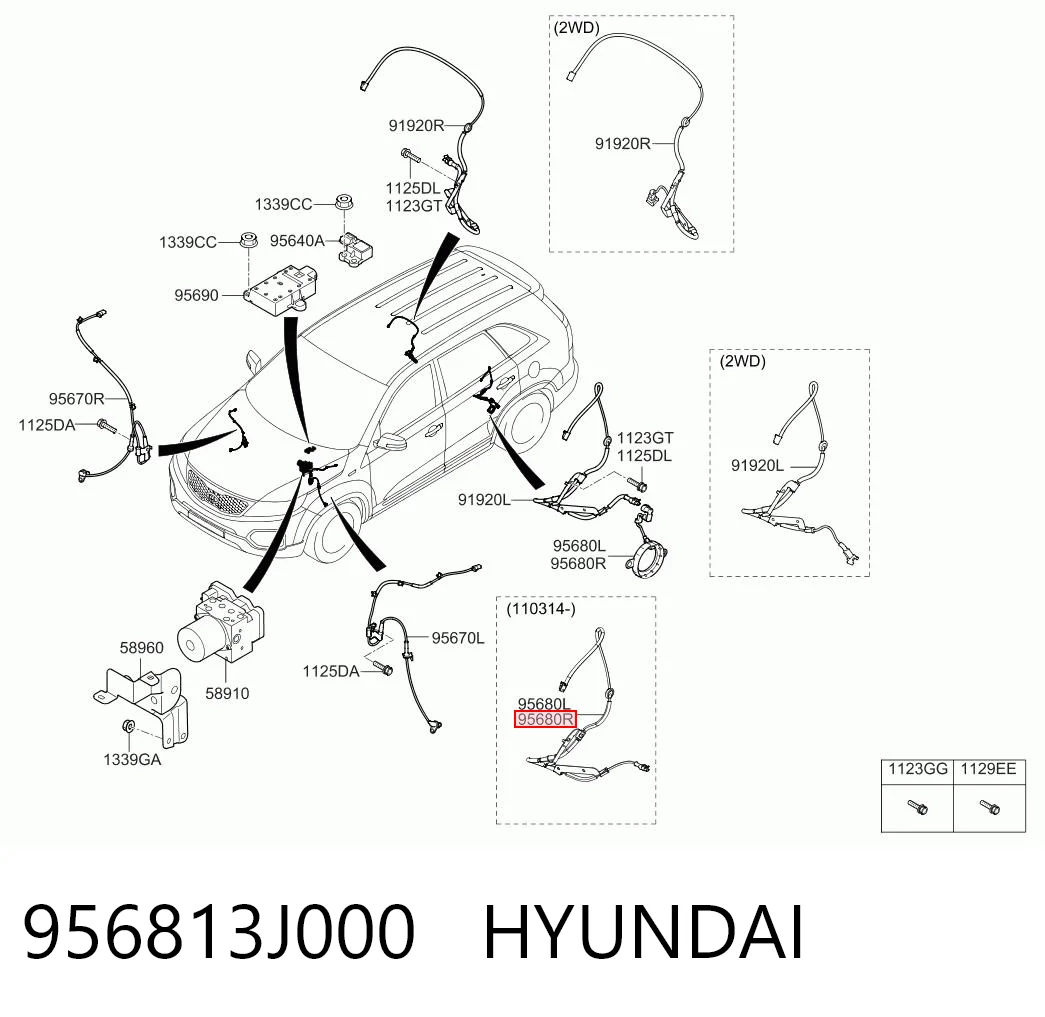 956813J000 Hyundai/Kia Датчик ABS задній правий