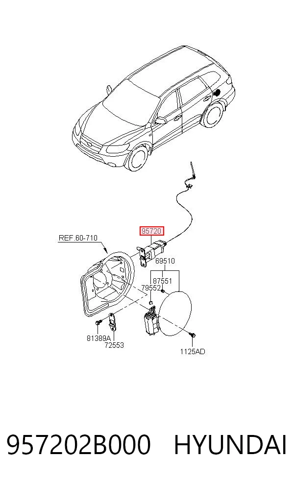 957202B000 Hyundai/Kia Мотор-привод відкриття лючка бака