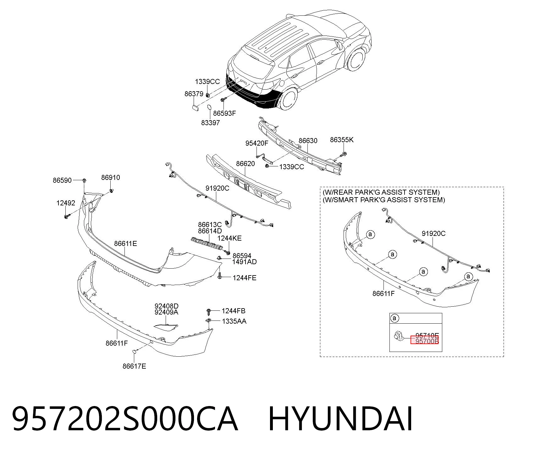 957202S000CA Hyundai/Kia Датчик сигналізації парковки (парктронік), задній
