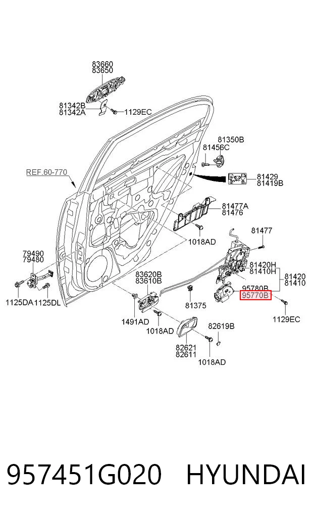 957451G020 Hyundai/Kia Актуатор дверей, задніх, лівих