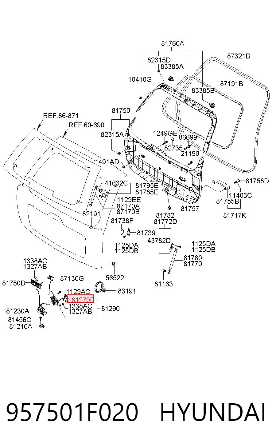 957501F020 Hyundai/Kia Актуатор замка ляди