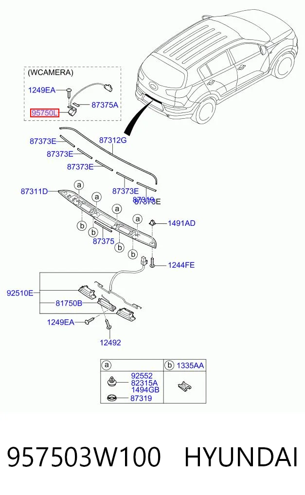 957503W100 Hyundai/Kia Камера заднього виду
