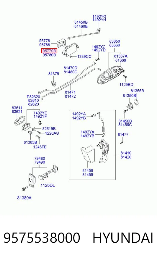 9575538000 Hyundai/Kia Актуатор дверей, задніх, лівих
