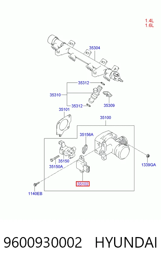 9600930002 Hyundai/Kia Датчик положення дросельної заслінки (потенціометр)