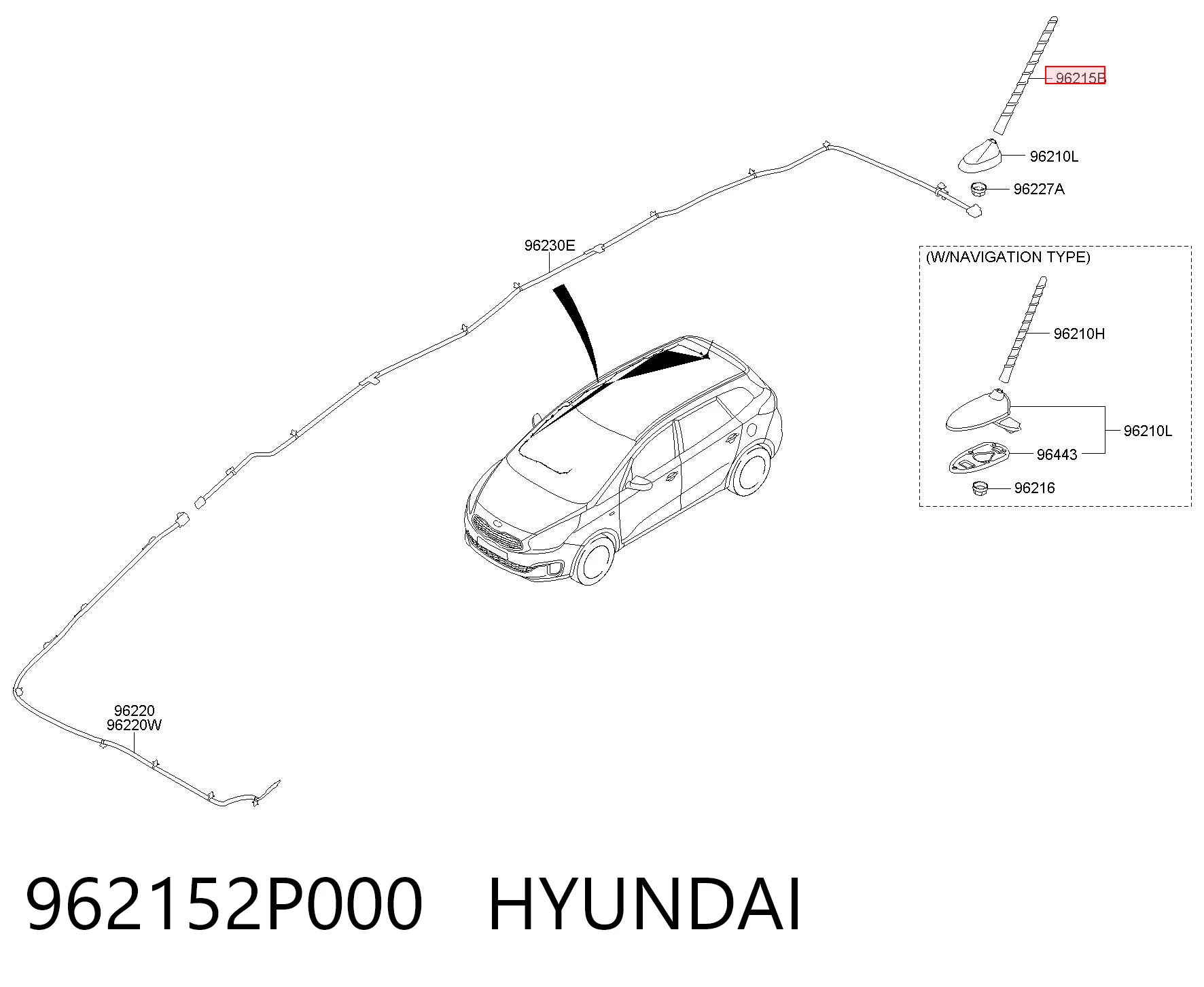 962152P000 Hyundai/Kia Шток антени