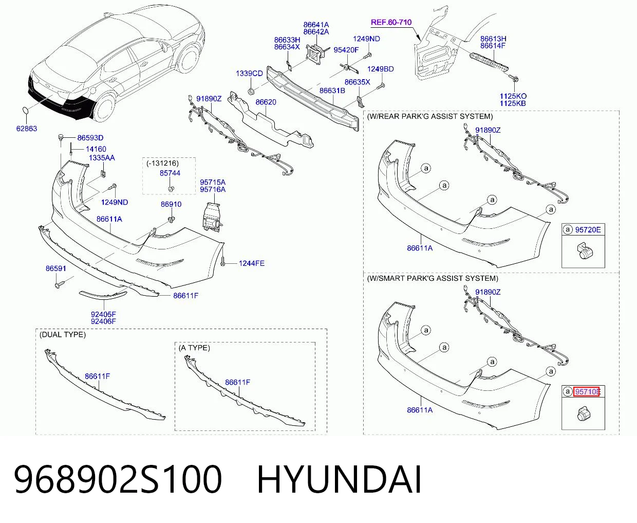 Купити 968902S100 Renault (RVI) Датчик сигналізації паркування (парктронік), задній бічній
