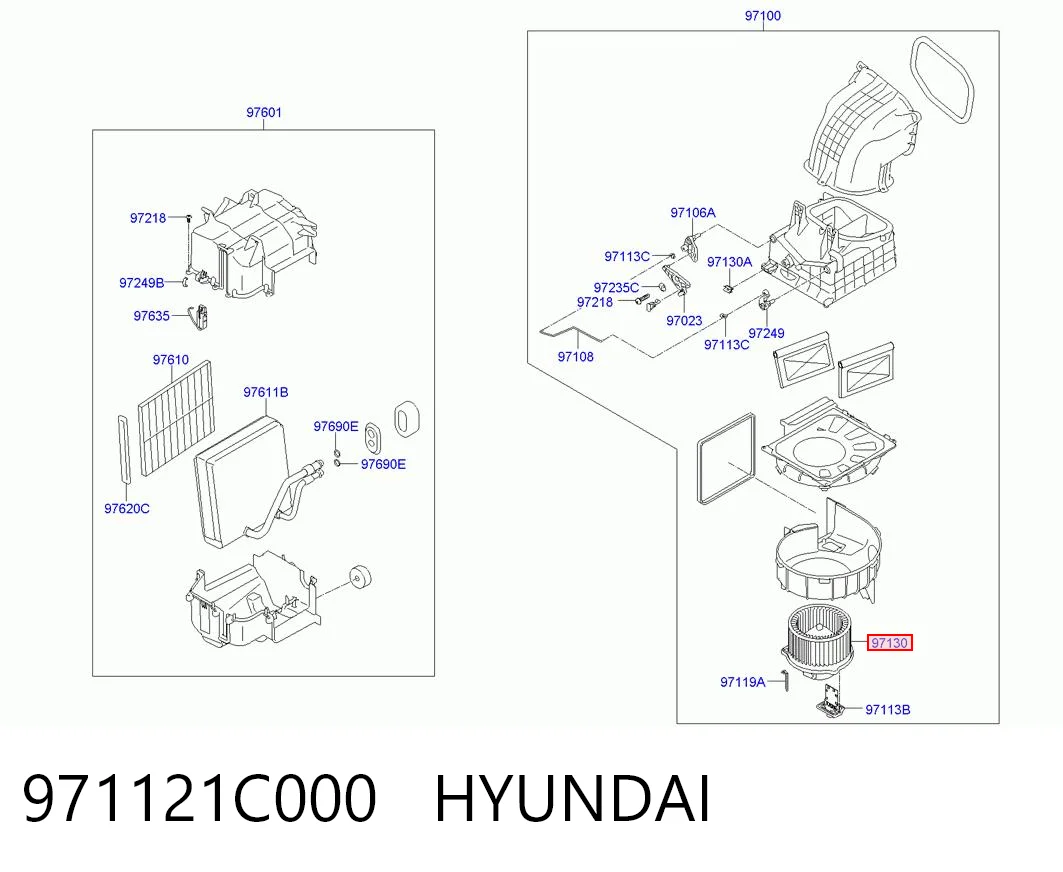 971121C000 Hyundai/Kia Електромотор пічки