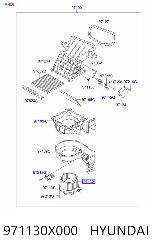 971130X000 Hyundai/Kia Електромотор пічки