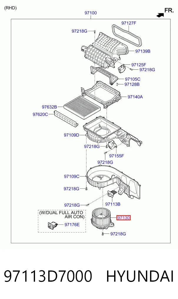 97113D7000 Hyundai/Kia Електромотор пічки