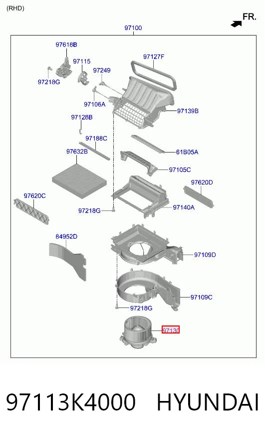 97113K4000 Hyundai/Kia Електромотор пічки