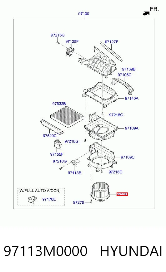 97113M0000 Hyundai/Kia Електромотор пічки