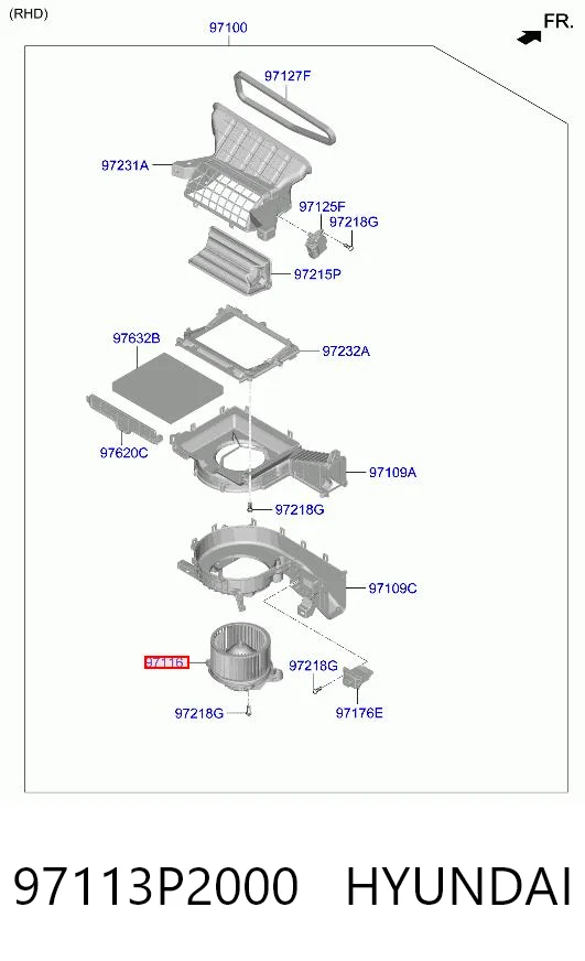 97113P2000 Hyundai/Kia Електромотор пічки
