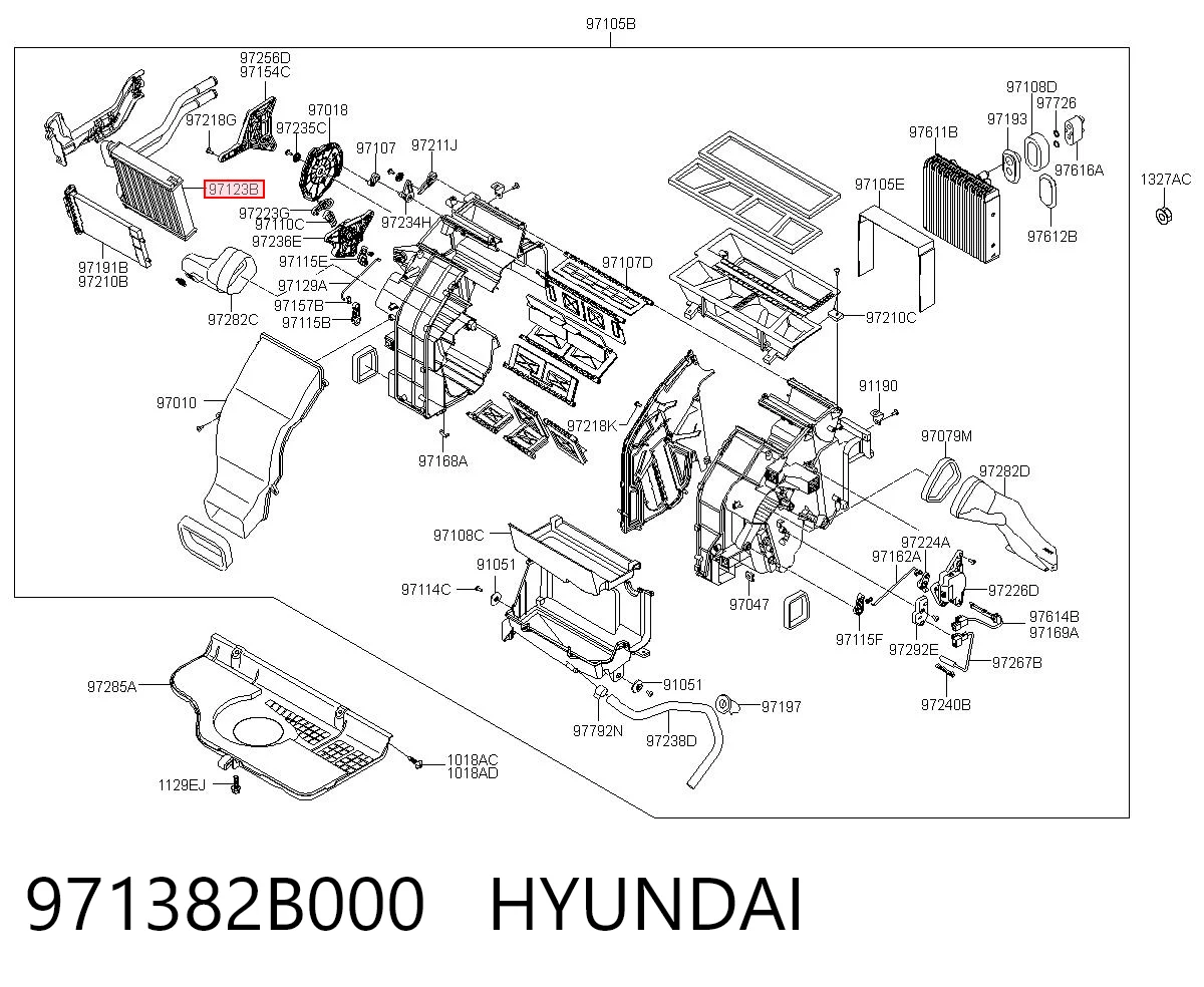 971382B000 Hyundai/Kia Радіатор опалювача салону