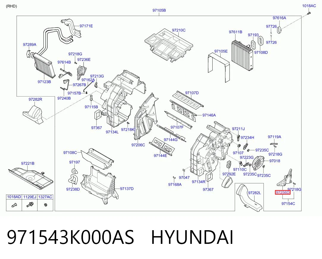 971543K000AS Hyundai/Kia Мотор заслінки печі