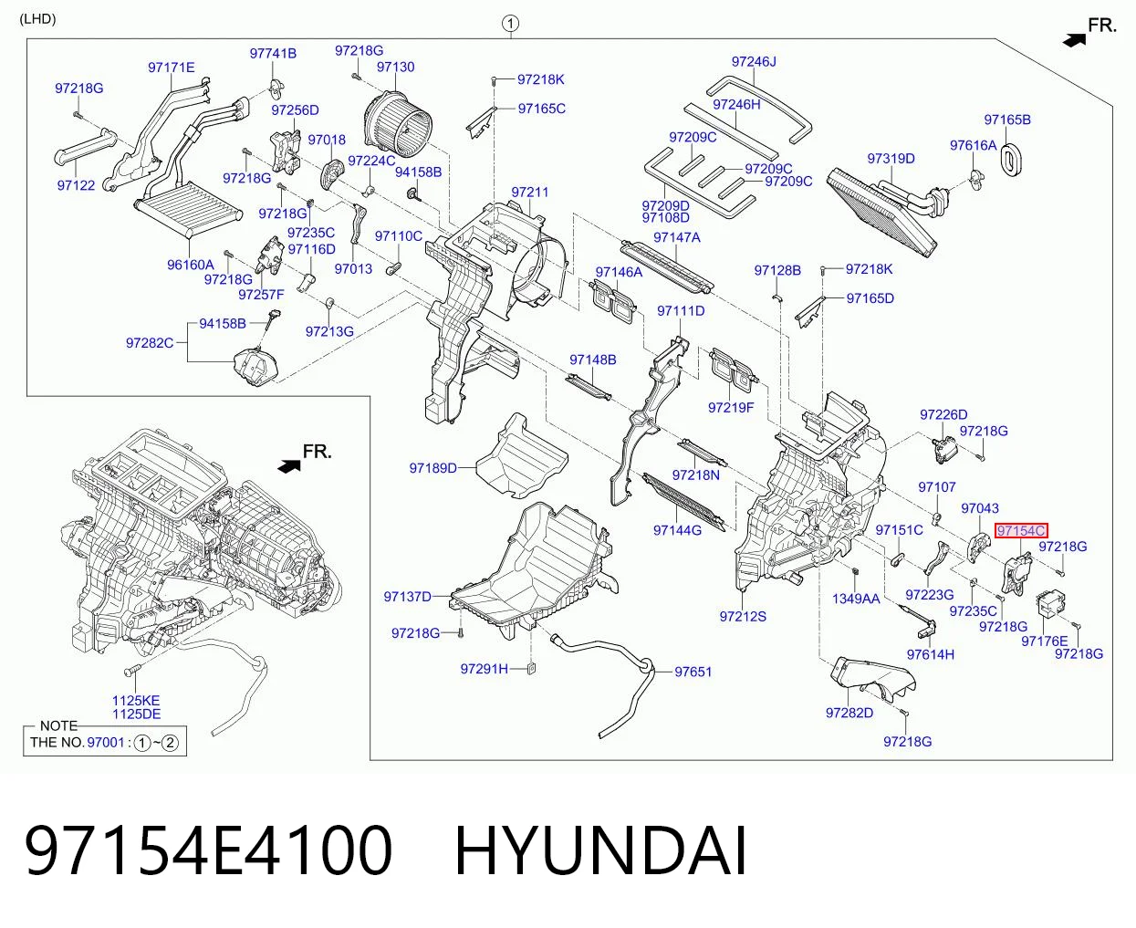 97154E4100 Hyundai/Kia Мотор заслінки печі