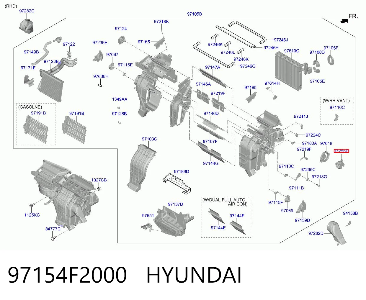 97154F2000 Hyundai/Kia Мотор заслінки печі