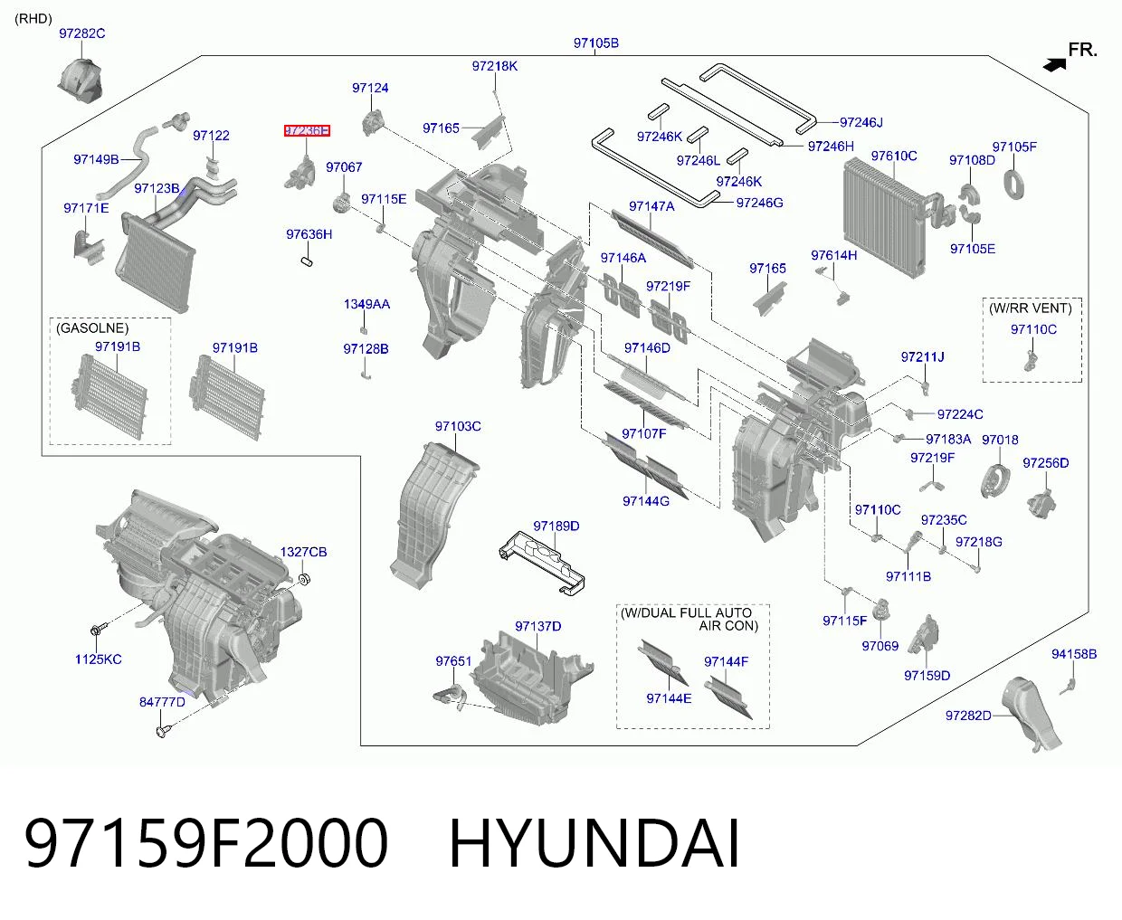 97159F2000 Hyundai/Kia Мотор заслінки печі