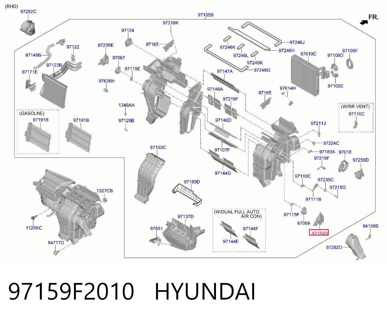 97159F2010 Hyundai/Kia Мотор заслінки печі