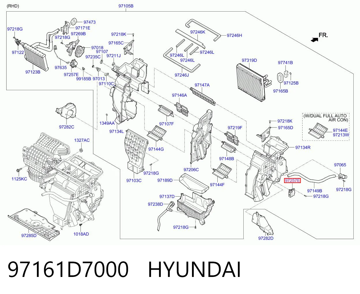 97161D7000 Hyundai/Kia Мотор заслінки печі
