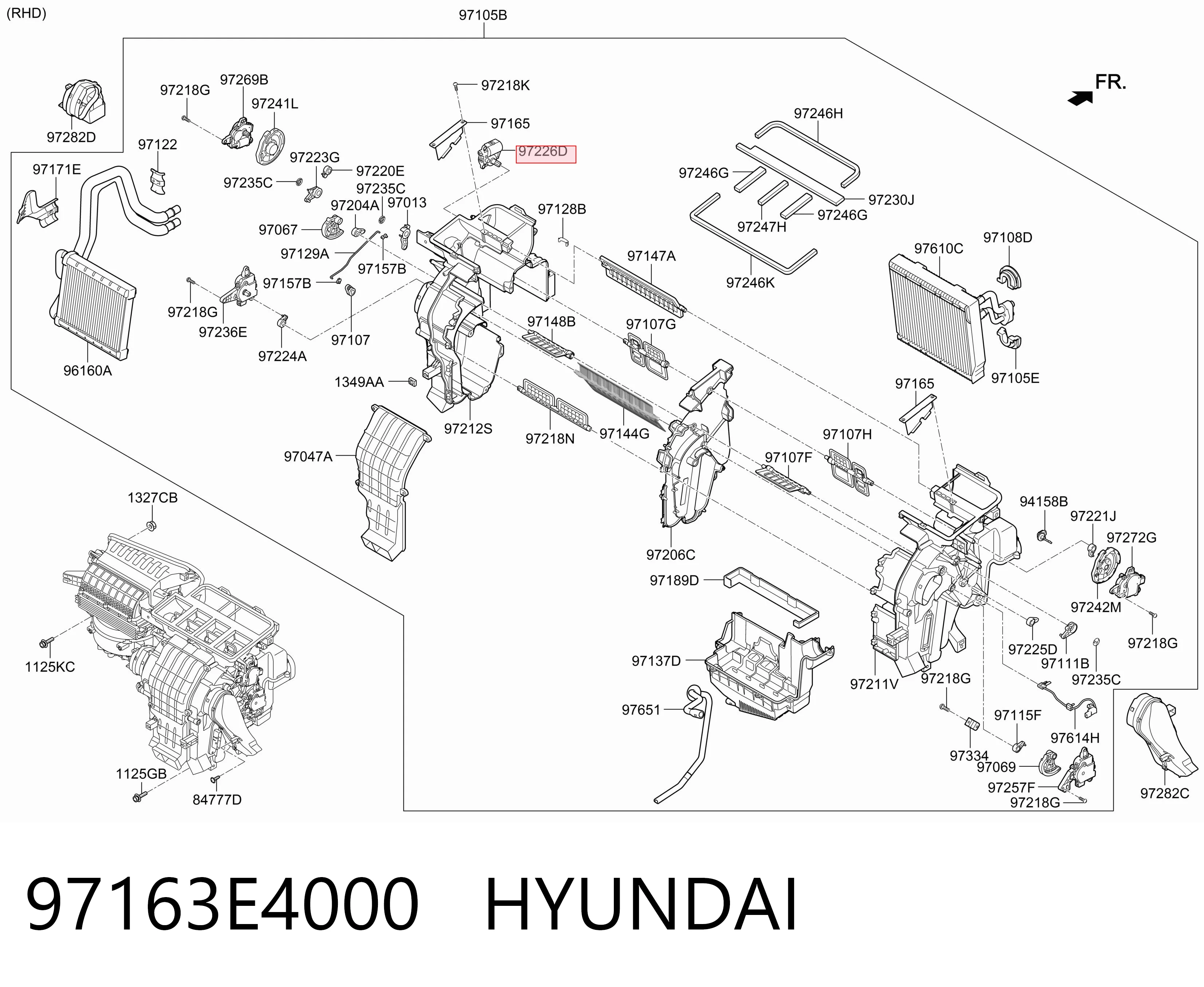 97163E4000 Hyundai/Kia Мотор заслінки печі