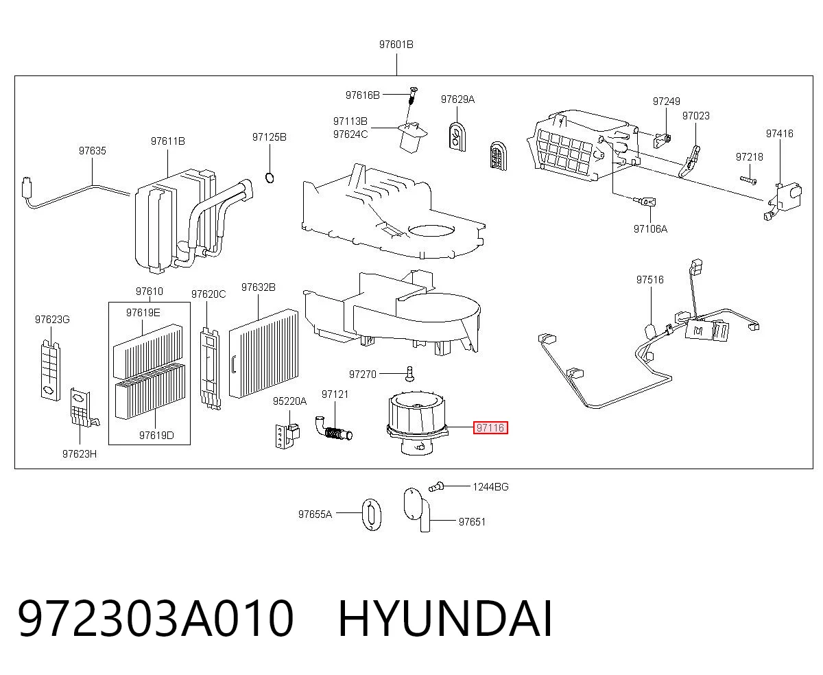 972303A010 Hyundai/Kia Електромотор пічки