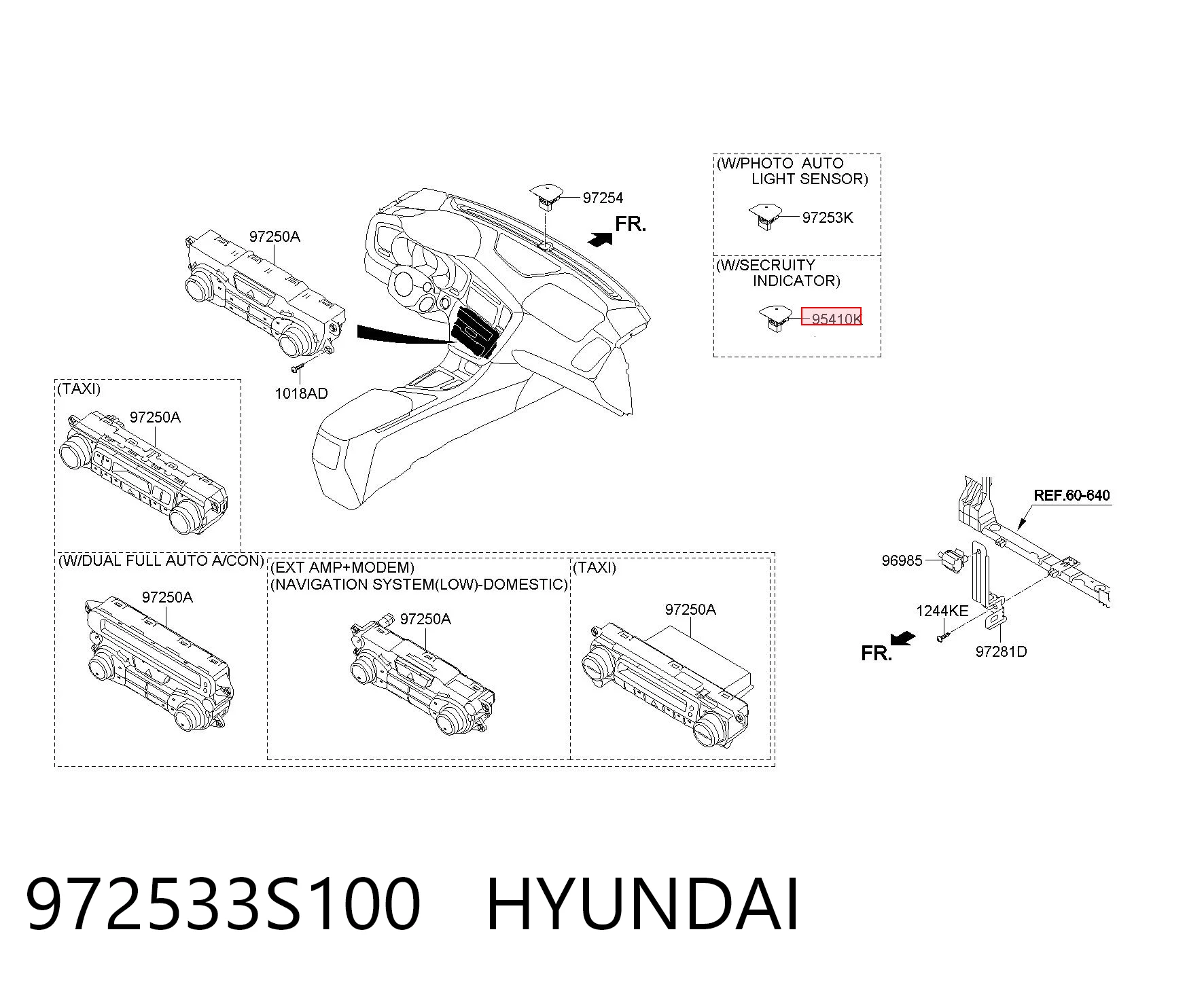 972533S100 Hyundai/Kia Датчик освітлення салону